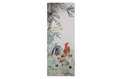 Lot 75 - LIU ZHAN. Cockerels. ink and colour on paper,...