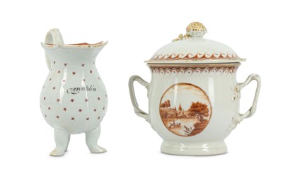 Lot 548 - A CHINESE SUGAR BOWL AND A CREAM JUG. Qing...