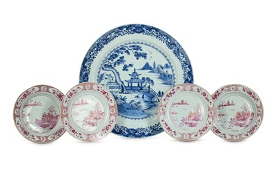 Lot 822 - A GROUP OF FIVE CHINESE DISHES. Qing Dynasty,...