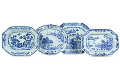 Lot 791 - FOUR CHINESE BLUE AND WHITE TUREEN STANDS AND...