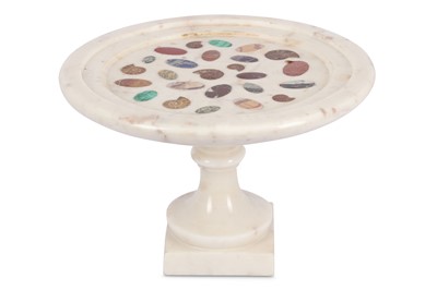 Lot 260 - A small white marble tazza, inlaid with oval...