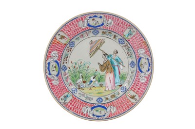 Lot 365 - A CHINESE FAMILLE ROSE 'LA DAME AU PARASOL’...