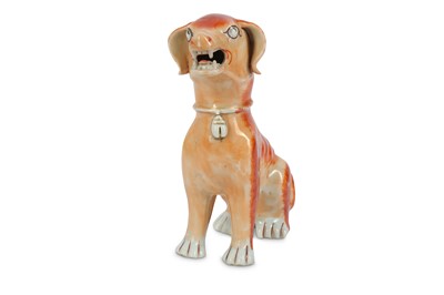 Lot 471 - A CHINESE FAMILLE ROSE MODEL OF A HOUND. Qing...