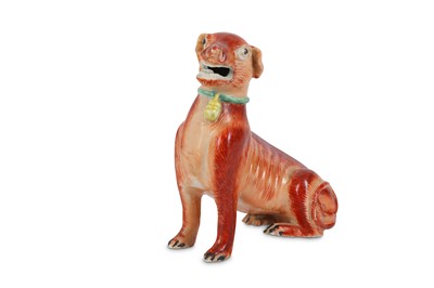 Lot 473 - A CHINESE FAMILLE ROSE MODEL OF A HOUND. Qing...