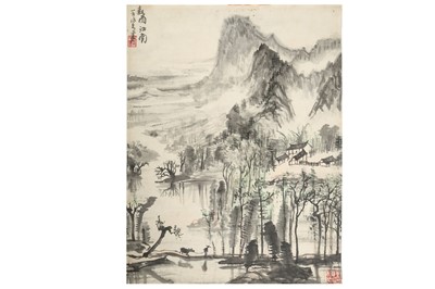 Lot 39 - LI KERAN (1907 – 1989). Landscape. ink on...