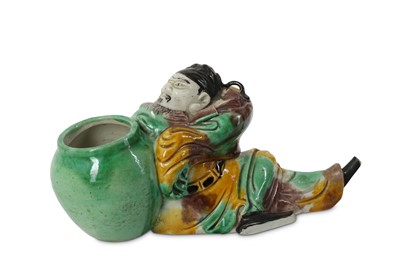 Lot 412 - A CHINESE FAMILLE VERTE BISCUIT FIGURE OF LI...