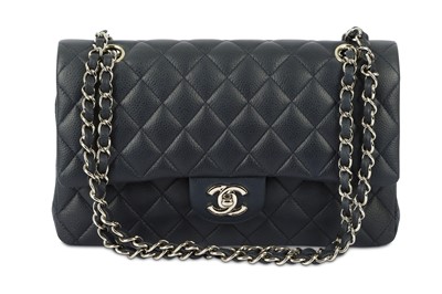 Lot 309 - Chanel Dark Blue Caviar Classic Double Flap...