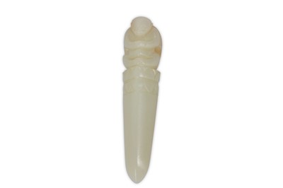 Lot 909 - A CHINESE JADE 'BLADE' PENDANT. Qing Dynasty....