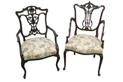 Lot 284 - A near pair of Edwardian mahogany Chippendale...