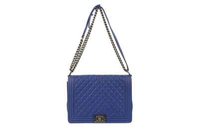 Lot 330 - Chanel Blue Large Boy Bag, c.2012-13, blue...