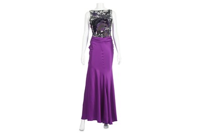 Lot 343 - Roberto Cavalli Purple Silk Gown, ornate koi...