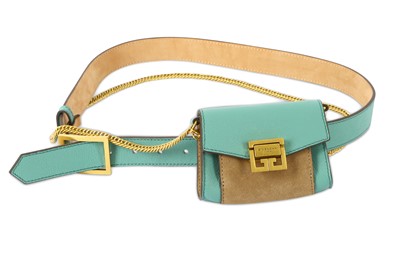 Lot 318 - Givenchy Turquoise Nano GV3 Belt Bag, grained...