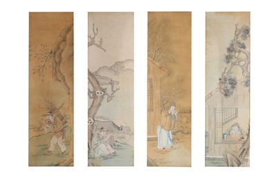 Lot 638 - A SET OF FOUR CHINESE FIGURATIVE PAINTINGS ON...