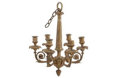 Lot 400 - A 19th Century ormolu six branch chandelier