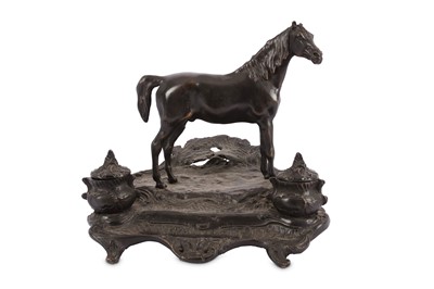 Lot 255 - A late 19th Century bronze inkwell in the...