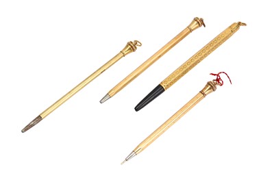 Lot 275 - Four gold filled propelling pencils one with...