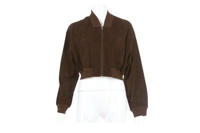 Lot 373 - Hermes Brown Suede Cropped Jacket, 1990s, dark...