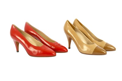 Lot 371 - Two Pairs of Vintage Chanel Court Shoes, the...