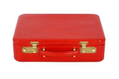 Lot 374 - Asprey Red Leather Jewellery Case, textured...