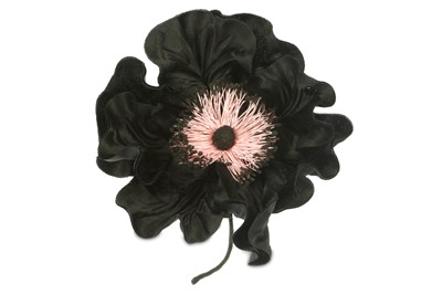 Lot 354 - Chanel Black and Pink Camellia Pin Brooch, c....