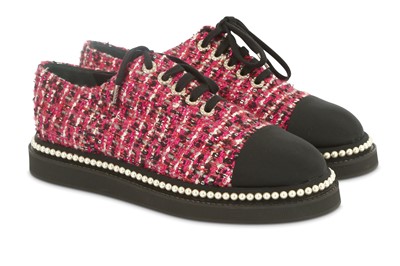 Lot 351 - Chanel Pink Tweed and Pearl Trainers, Spring...
