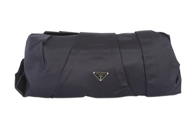 Lot 304 - Prada Navy Blue Silk Clutch, ruched silk with...