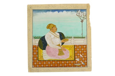 Lot 296 - A NOBLEMAN FEEDING WHITE DOVES