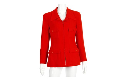 Lot 372 - Chanel Red Blazer, c. 1996, with gilt metal...