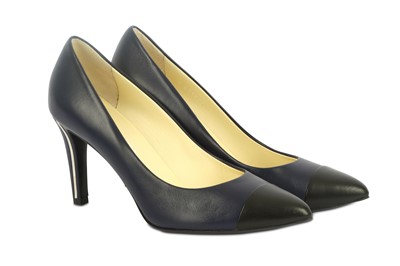 Lot 310 - Chanel Navy and Black Pumps, two-tone lambskin...