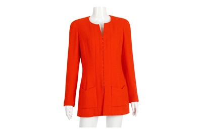 Lot 377 - Chanel Red Boucle Jacket, Autumn 1996, gilt...