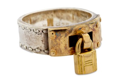 Lot 750 - Hermes Silver Kelly Ring, 925 silver with gold...
