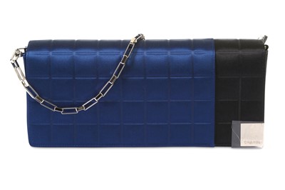 Lot 302 - Chanel Blue and Black Satin Shoulder Bag, c....