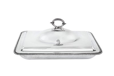 Lot 552 - A George III sterling silver entrée dish and cover, London 1802 by Timothy Renou (this mark reg. 2nd Aug 1800)