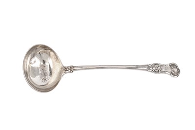 Lot 353 - A William IV sterling silver soup ladle, London 1830 by William Johnson (reg. 9th Dec 1822)