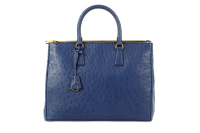 Lot 314 - Prada Blue Ostrich Double Zips Tote, blue...