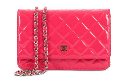 Lot 349 - Chanel Pink Patent Wallet On Chain (WOC), c....