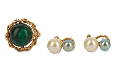 Lot 356 - A reversible malachite and seed pearl dress...