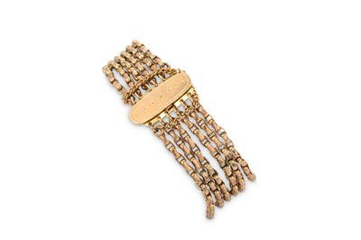 Lot 313 - A multi-strand bracelet, set with six...