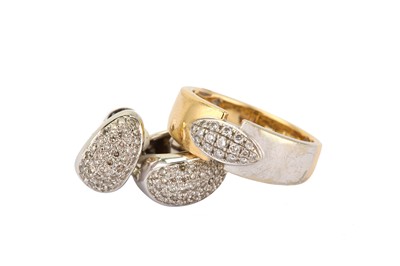 Lot 343 - A diamond ring and pair of earrings, each with...