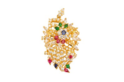 Lot 377 - A pendant, the openwork abstract pendant, set...