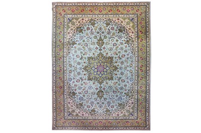 Lot 37 - A VERY FINE PART SILK TABRIZ CARPET,...