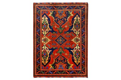 Lot 40 - A FINE UZBEKISTAN CARPET OF DRAGON DESIGN...