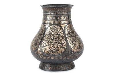 Lot 242 - A SMALL BIDRI SILVER-INLAID VASE