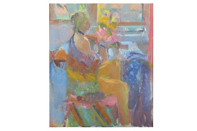 Lot 113 - BO HILTON (B. 1961) Lady sitting at a window...