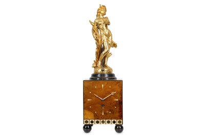 Lot 224 - AN ART DECO STYLE BURR WALNUT AND GILT METAL...