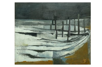 Lot 4 - BERNARD MYERS (1925-2007) Nightfall estuary...