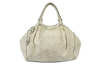 Lot 351 - Gucci Woven Guccissima Off White Large Sukey Tote