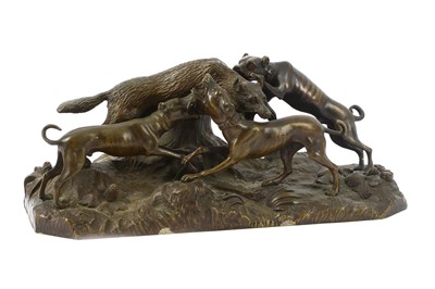 Lot 100 - A  20th Century bronze figural group of a pack...
