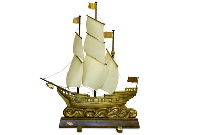 Lot 59 - AN EDWARDIAN PAINTED METAL, BRONZE AND OAK...