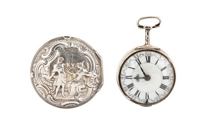 Lot 188 - A SILVER VERGE POCKET WATCH Dial: White, black...